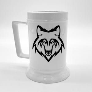 Modern Wolf Face Symbol Beer Stein