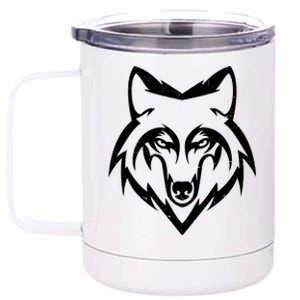 Modern Wolf Face Symbol 12 oz Stainless Steel Tumbler Cup