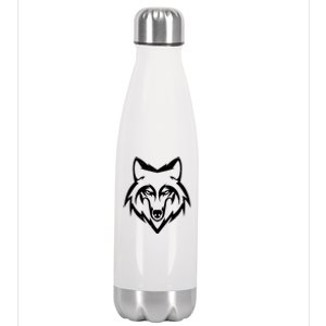 Modern Wolf Face Symbol Stainless Steel Insulated Water Bottle