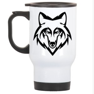 Modern Wolf Face Symbol Stainless Steel Travel Mug