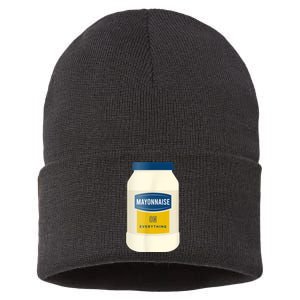 Mayonnaise On Everything Mayo Lover Funny Condiment Fan Sustainable Knit Beanie