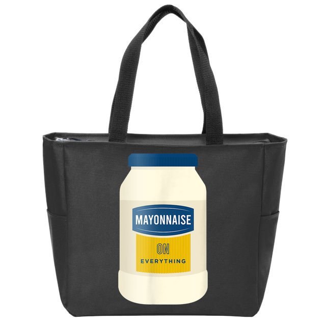 Mayonnaise On Everything Mayo Lover Funny Condiment Fan Zip Tote Bag