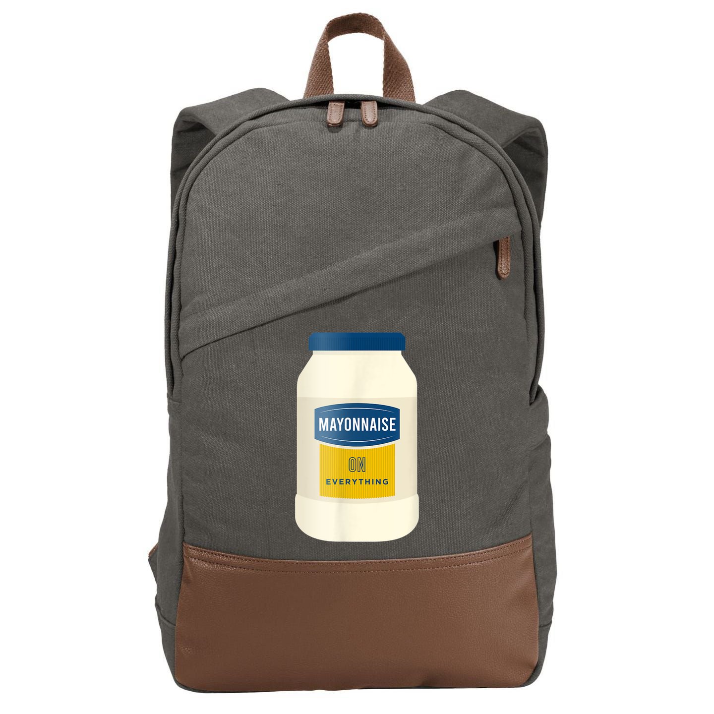 Mayonnaise On Everything Mayo Lover Funny Condiment Fan Cotton Canvas Backpack