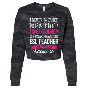 Mom Of Esl Teacher Funny I Never Dreamed Gift Cropped Pullover Crew