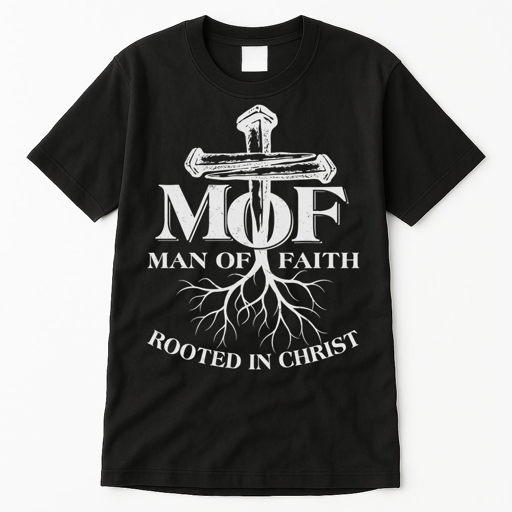MOF Man of Faith Rooted In Christ Tall T-Shirt