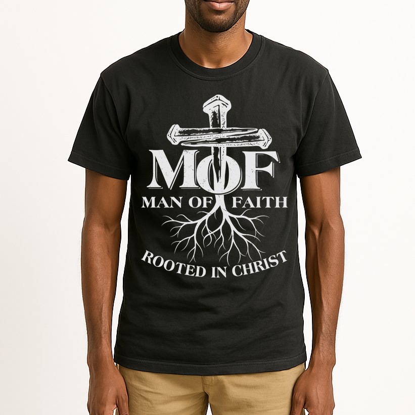 MOF Man of Faith Rooted In Christ Tall T-Shirt