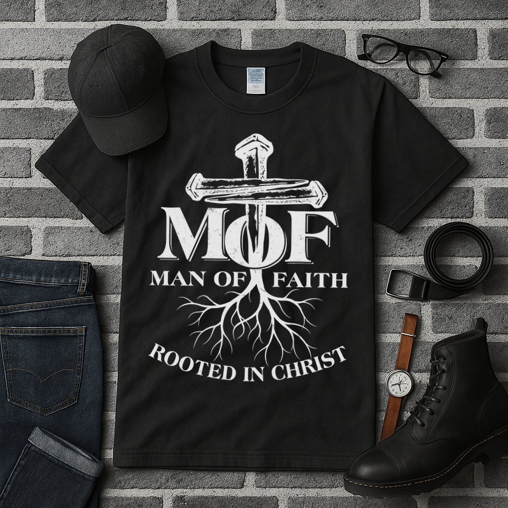 MOF Man of Faith Rooted In Christ Tall T-Shirt