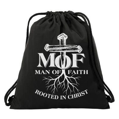 MOF Man of Faith Rooted In Christ Drawstring Bag