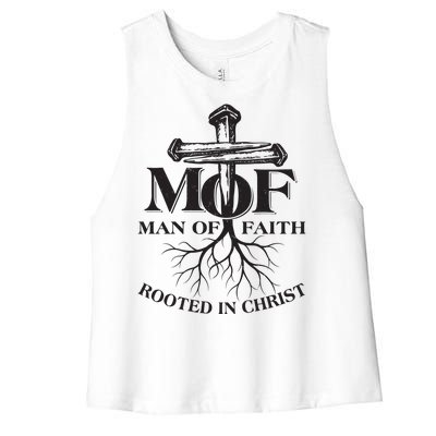 MOF Man of Faith Rooted In Christ Women's Racerback Cropped Tank