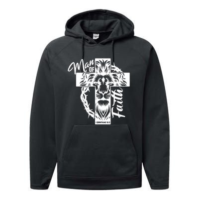 Man Of Faith Religious Motif Performance Fleece Hoodie