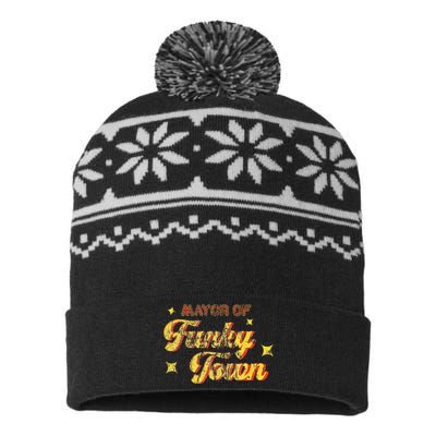 Mayor Of Funky Town 1970s Disco Funk 70s Retro Funk USA-Made Snowflake Beanie