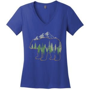 Mountain Outdoors Forest Animal Wildlife Nature Brown Bear Meaningful Gift Women's V-Neck T-Shirt