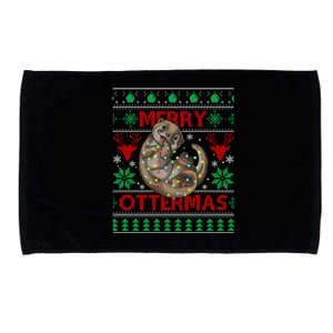 Merry Ottermas Funny Otter Lovers Christmas Funny Gift Microfiber Hand Towel