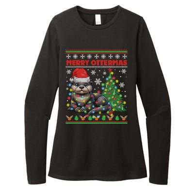 Merry Ottermas Funny Otter Lovers Christmas Womens CVC Long Sleeve Shirt