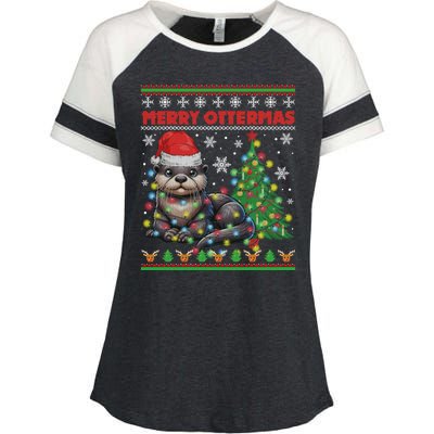 Merry Ottermas Funny Otter Lovers Christmas Enza Ladies Jersey Colorblock Tee