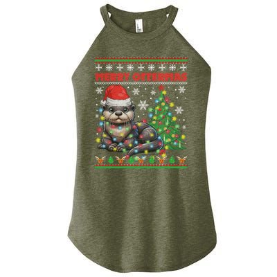 Merry Ottermas Funny Otter Lovers Christmas Women's Perfect Tri Rocker Tank