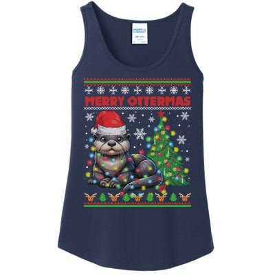 Merry Ottermas Funny Otter Lovers Christmas Ladies Essential Tank