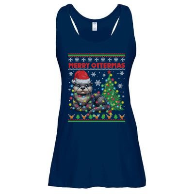 Merry Ottermas Funny Otter Lovers Christmas Ladies Essential Flowy Tank