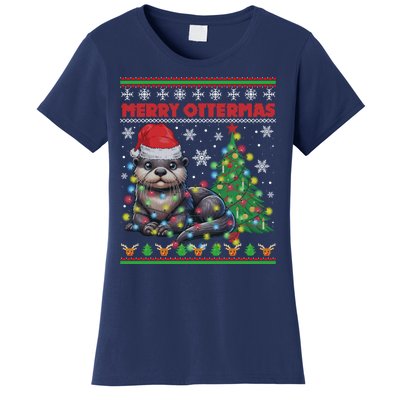 Merry Ottermas Funny Otter Lovers Christmas Women's T-Shirt