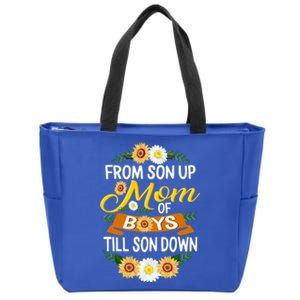 Mom Of From Son Up Till Down Mothers Day Mommy Mother Cute Gift Zip Tote Bag