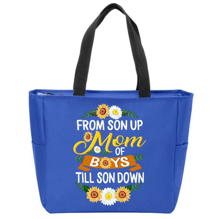 Mom Of From Son Up Till Down Mothers Day Mommy Mother Cute Gift Zip Tote Bag