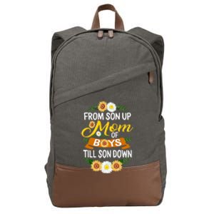 Mom Of From Son Up Till Down Mothers Day Mommy Mother Cute Gift Cotton Canvas Backpack