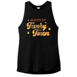 Mayor Of Funky Town 1970s Disco Funk 70s Retro Funk Ladies PosiCharge Tri-Blend Wicking Tank