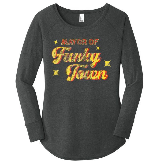 Mayor Of Funky Town 1970s Disco Funk 70s Retro Funk Women's Perfect Tri Tunic Long Sleeve Shirt