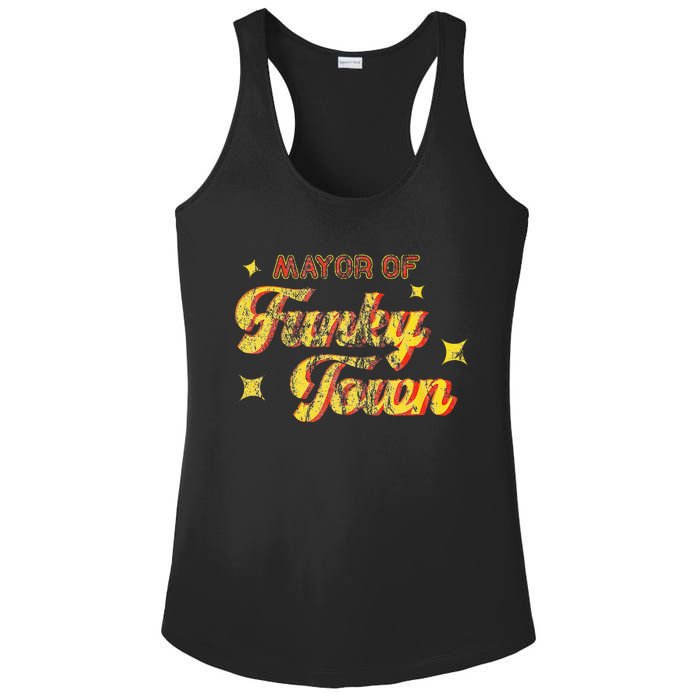 Mayor Of Funky Town 1970s Disco Funk 70s Retro Funk Ladies PosiCharge Competitor Racerback Tank