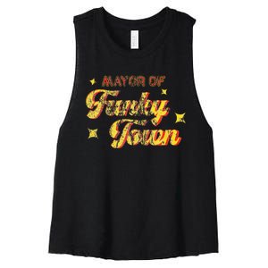 Mayor Of Funky Town 1970s Disco Funk 70s Retro Funk Women's Racerback Cropped Tank