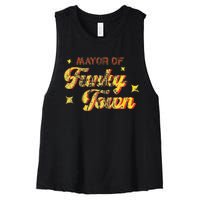 Mayor Of Funky Town 1970s Disco Funk 70s Retro Funk Women's Racerback Cropped Tank