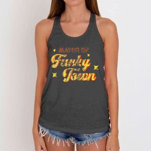 Mayor Of Funky Town 1970s Disco Funk 70s Retro Funk Women's Knotted Racerback Tank