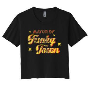 Mayor Of Funky Town 1970s Disco Funk 70s Retro Funk Women's Crop Top Tee