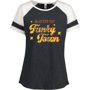 Mayor Of Funky Town 1970s Disco Funk 70s Retro Funk Enza Ladies Jersey Colorblock Tee