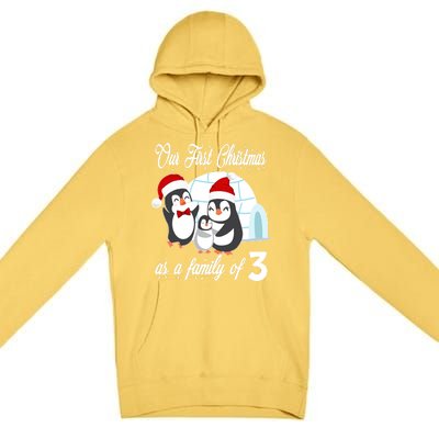 Matching Our First Christmas As A Family Of 3 Penguins Gift Cute Gift Premium Pullover Hoodie