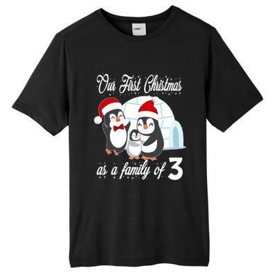 Matching Our First Christmas As A Family Of 3 Penguins Gift Cute Gift Tall Fusion ChromaSoft Performance T-Shirt