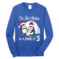 Matching Our First Christmas As A Family Of 3 Penguins Gift Cute Gift Long Sleeve Shirt