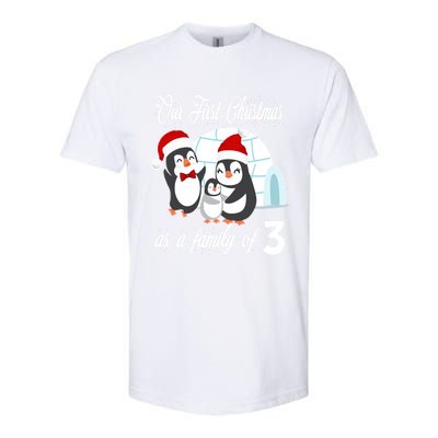 Matching Our First Christmas As A Family Of 3 Penguins Gift Cute Gift Softstyle® CVC T-Shirt