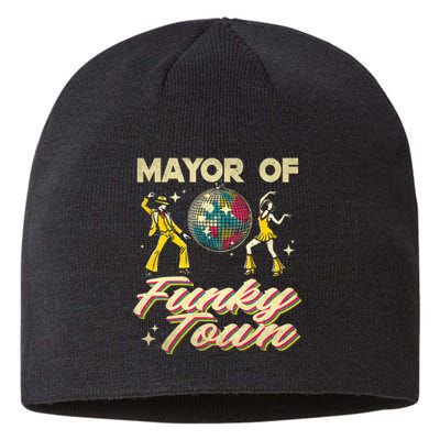 Mayor Of Funky Town Vintage Disco 80s Musician Funny Outfits Sustainable Beanie