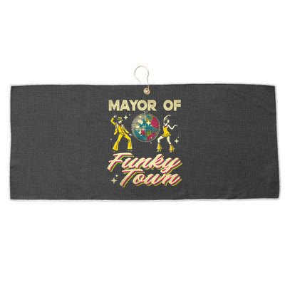 Mayor Of Funky Town Vintage Disco 80s Musician Funny Outfits Large Microfiber Waffle Golf Towel