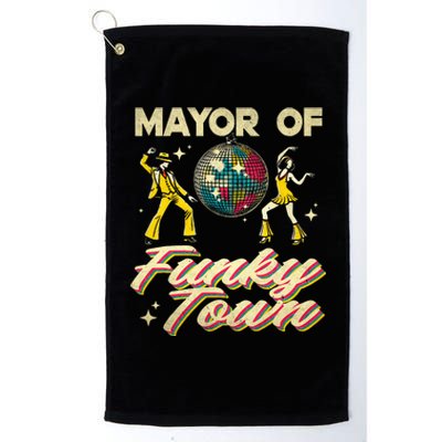 Mayor Of Funky Town Vintage Disco 80s Musician Funny Outfits Platinum Collection Golf Towel