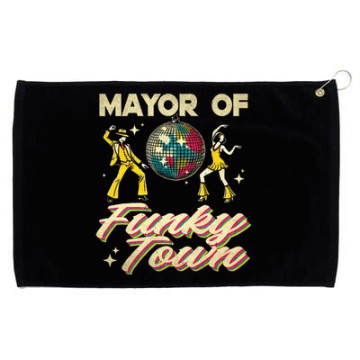 Mayor Of Funky Town Vintage Disco 80s Musician Funny Outfits Grommeted Golf Towel