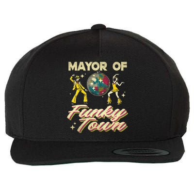 Mayor Of Funky Town Vintage Disco 80s Musician Funny Outfits Wool Snapback Cap