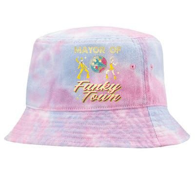 Mayor Of Funky Town Vintage Disco 80s Musician Funny Outfits Tie-Dyed Bucket Hat