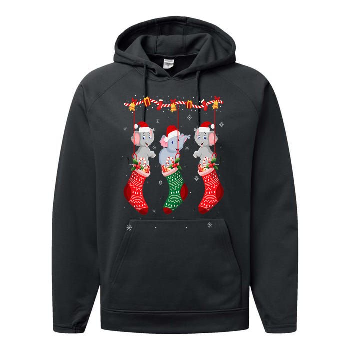 Matching Outfits for Holiday Party Elephant Christmas Socks Performance Fleece Hoodie