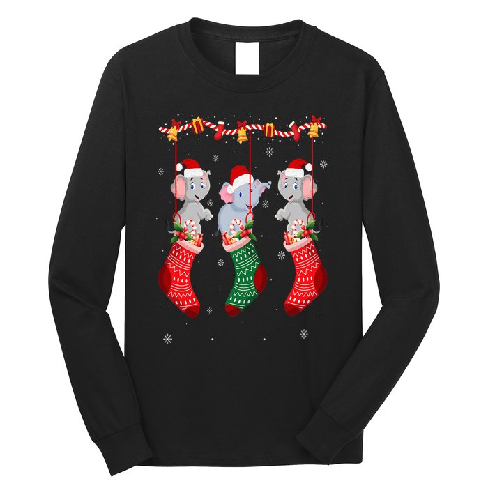 Matching Outfits for Holiday Party Elephant Christmas Socks Long Sleeve Shirt