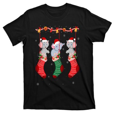 Matching Outfits for Holiday Party Elephant Christmas Socks T-Shirt