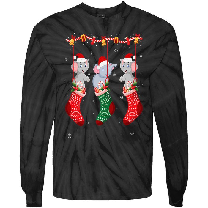 Matching Outfits for Holiday Party Elephant Christmas Socks Tie-Dye Long Sleeve Shirt