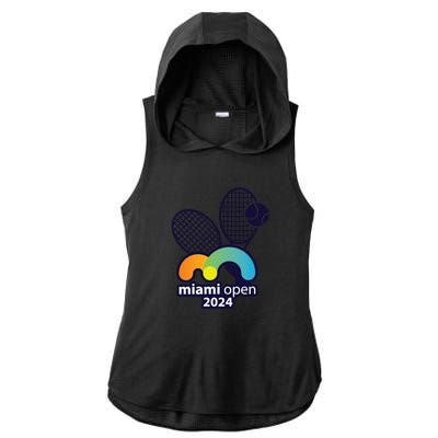 Miami Open Fever: Tennis Enthusiasts Exclusive Ladies PosiCharge Tri-Blend Wicking Draft Hoodie Tank