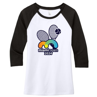 Miami Open Fever: Tennis Enthusiasts Exclusive Women's Tri-Blend 3/4-Sleeve Raglan Shirt